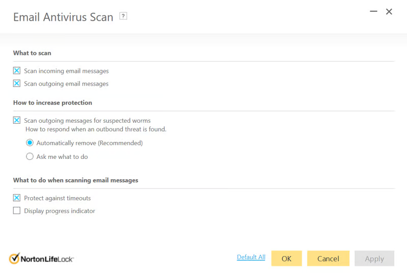 Norton el. pašto apsauga
